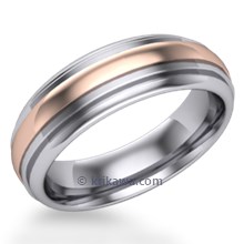 Deco Rounded Two Tone Wedding Band 